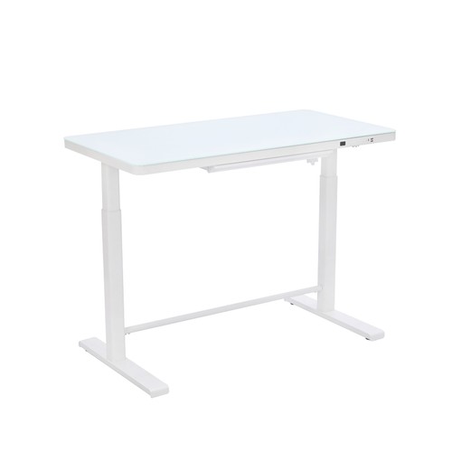 Rise Up Essential Standing Desk  - White Frame + Glass top for