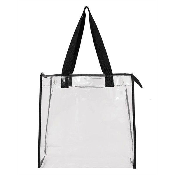 OAD Clear Tote with Gusseted And Zippered Top for