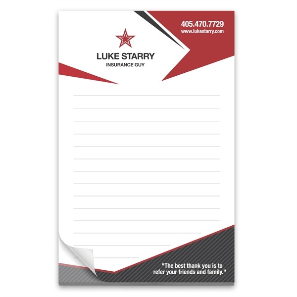 50 Page 5-1/2 x 8-1/2 Paper Note Pad 4CP for