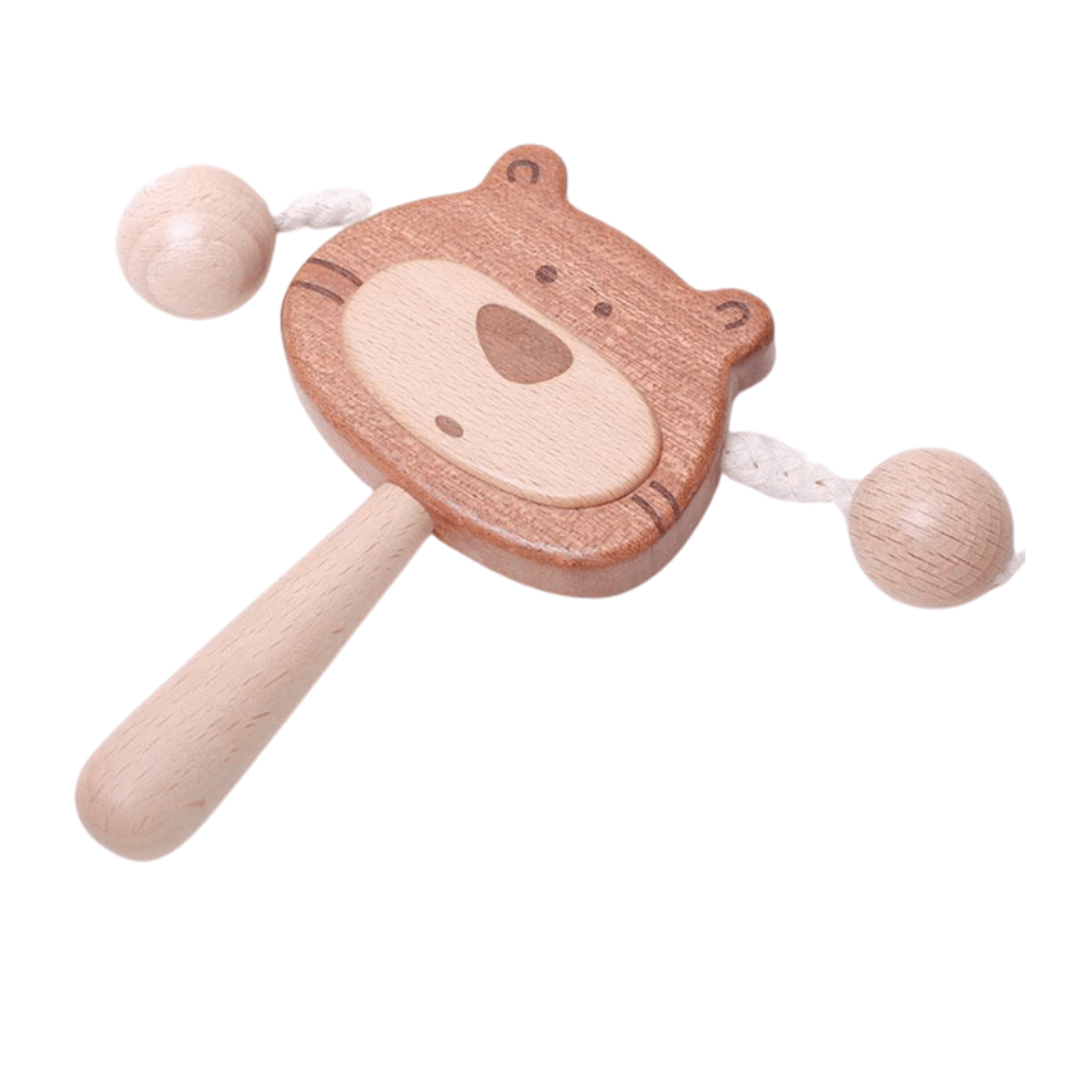 Wooden Coco Bear Hand Drum Rattle for