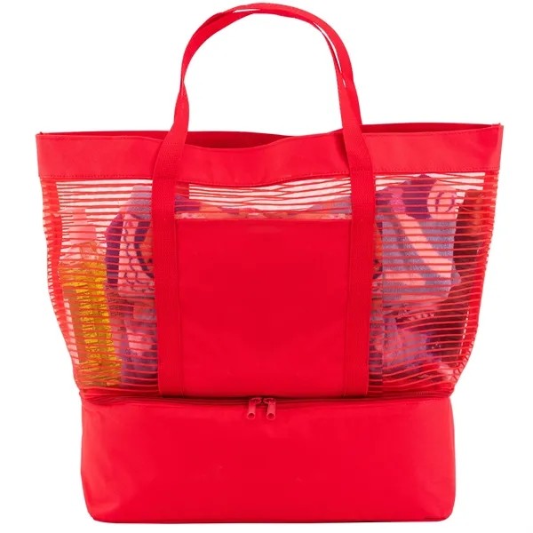 2 in 1 Striped Mesh Beach Bag Cooler for
