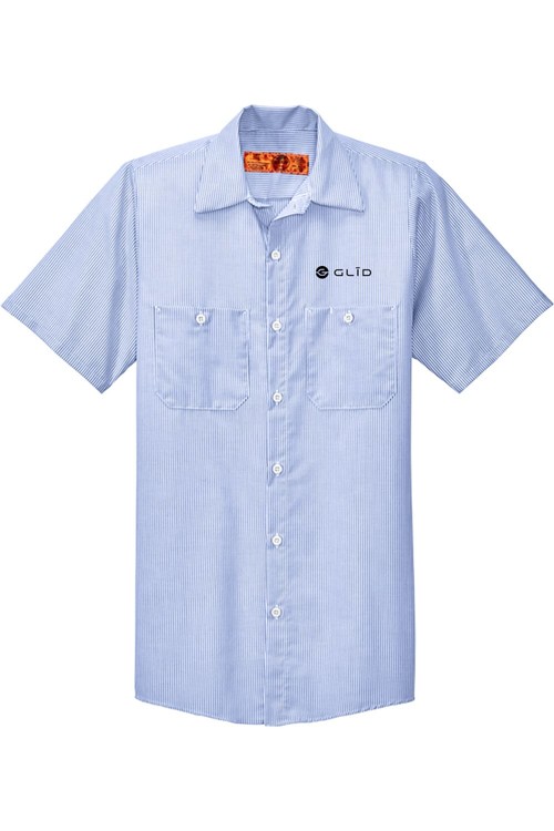 Red Kap Short Sleeve Striped Industrial Work Shirt for