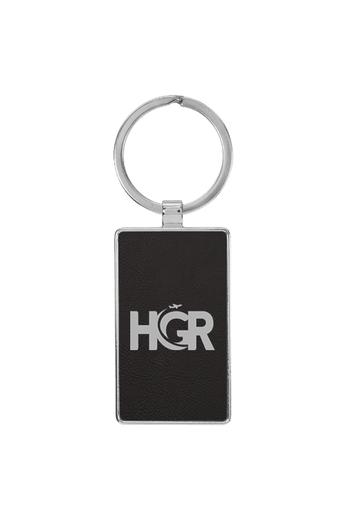 2 3/4" x 1 1/4" Laserable Leatherette/Metal Rectangle Keychain for
