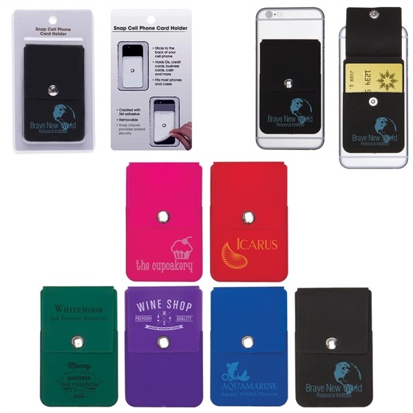 Snap Cell Phone Card Holder w/Packaging for