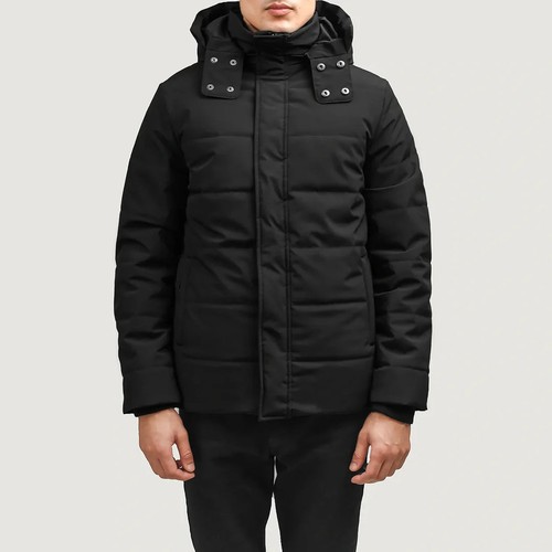 Exton Black Hooded Down Puffer Jacket for