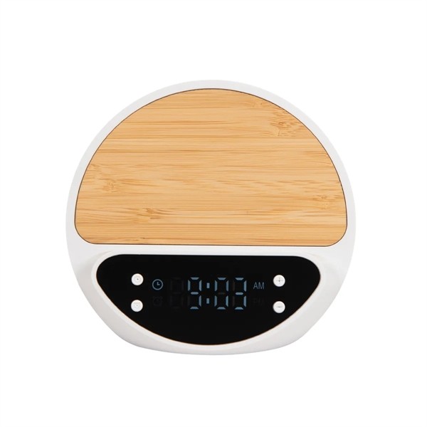 10W Bamboo Wireless Charger With Digital Clock for