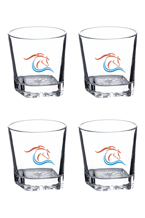 Four 11 oz. Square Rocks Glasses in Black Gift Box for