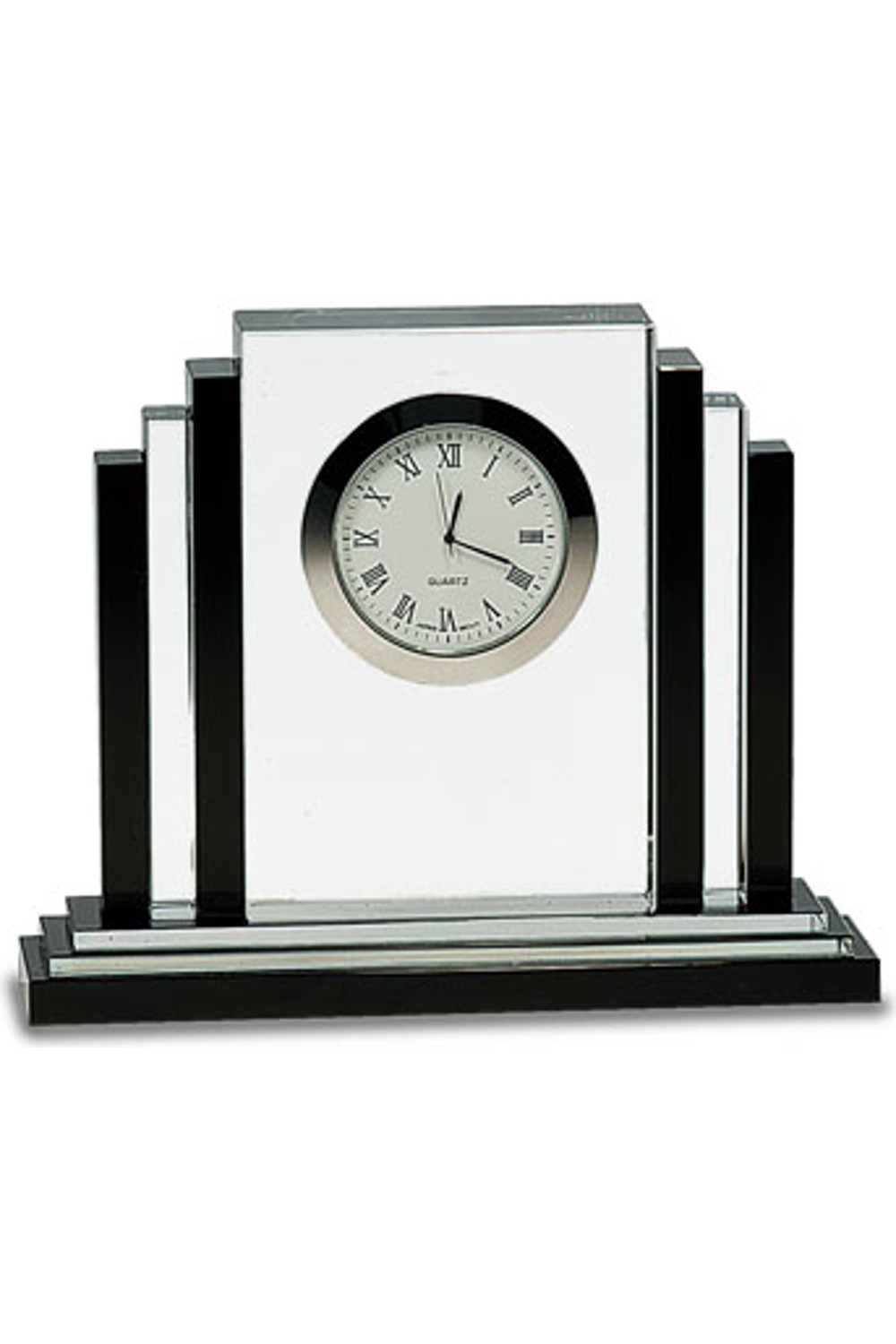 6" Clear Crystal with Clock and Black Crystal Trim for