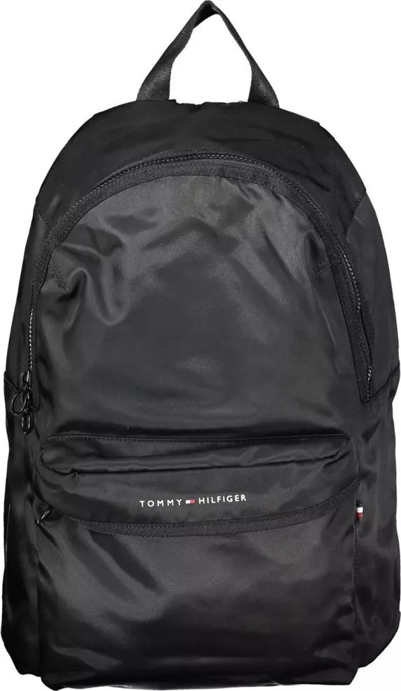 Tommy Hilfiger Black Polyester BackPack - Small logo in the middle for