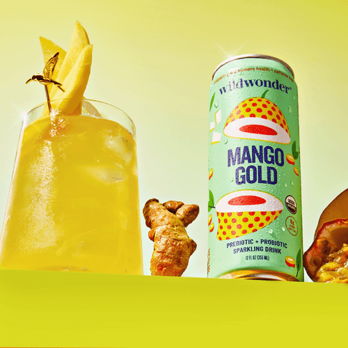 Mango Gold Sparkling Prebiotic + Probiotic Drink 12 fl oz (12 Pack)	 for