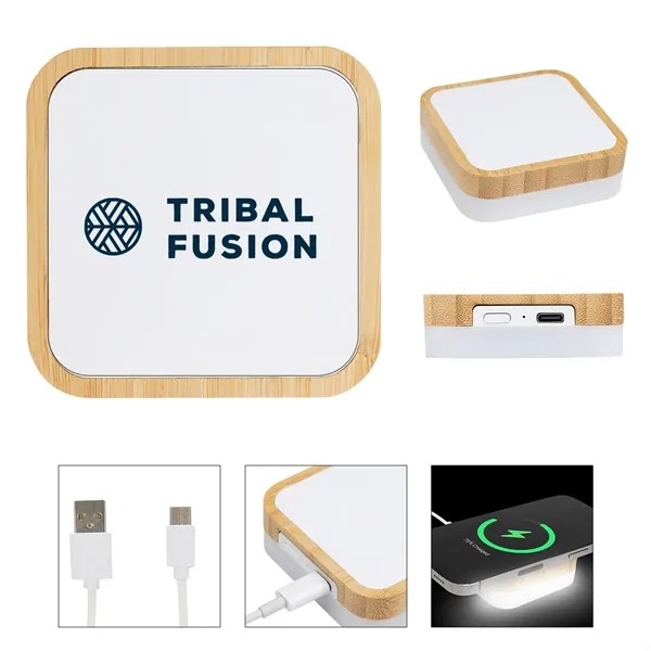 Bamboo Wireless Charger Night Light for