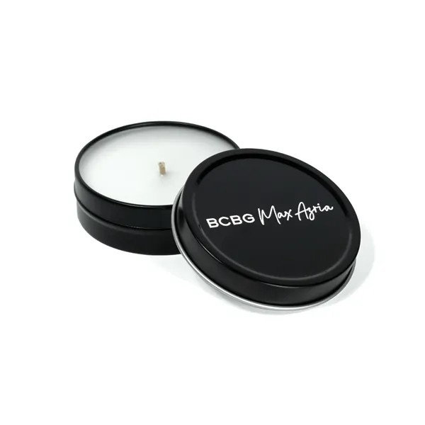 2 oz. Mini Tin Travel Candle - Black with 4-C Imprint for