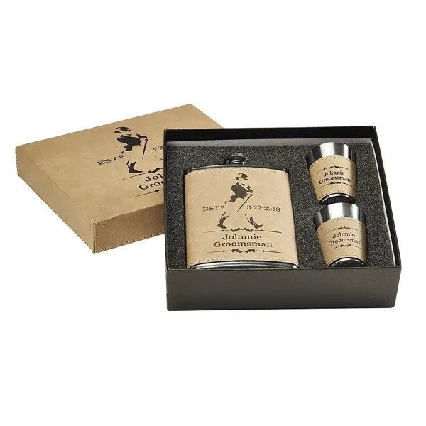 Leatherette Flask Set for
