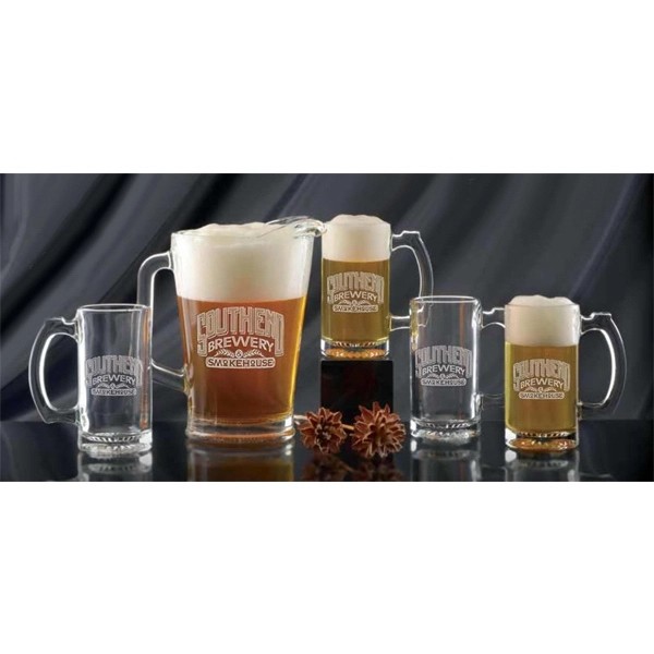 Glass Pitcher and Thumbprint Mug Set for