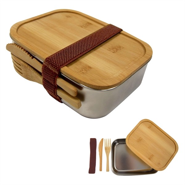 Sophisticate Stainless & Bamboo Bento Box for