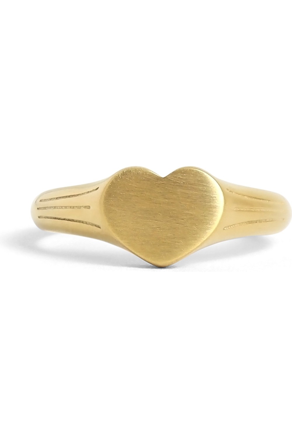 18K Gold PVD Stainless Steel Heart Signet Ring for