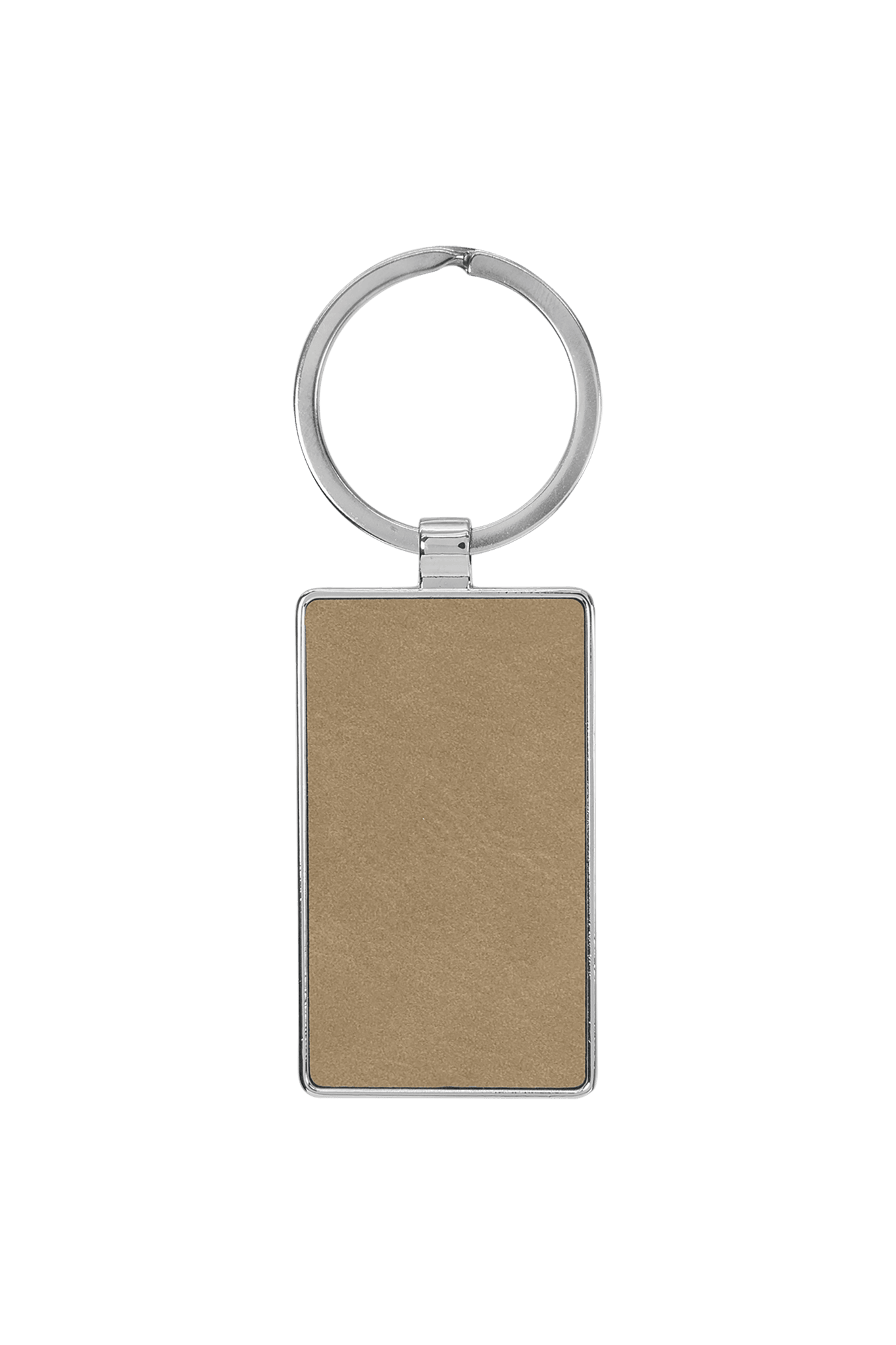 2 3/4" x 1 1/4" Laserable Leatherette/Metal Rectangle Keychain for