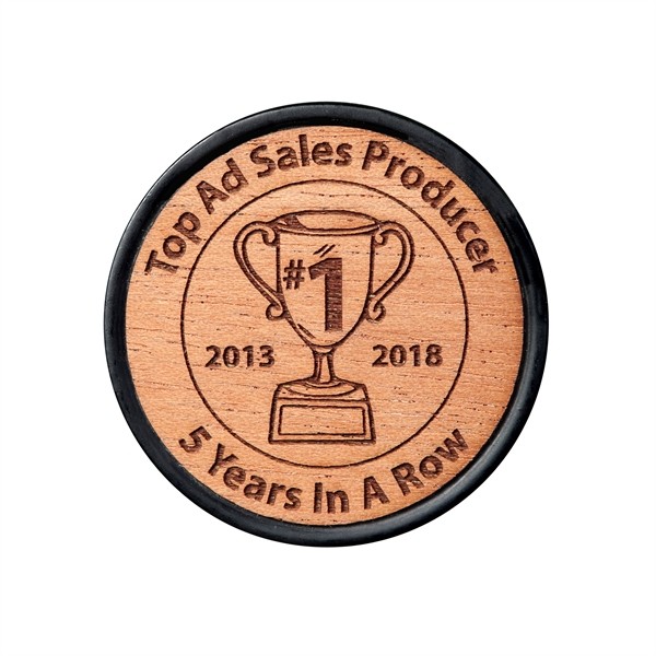 Wood Insert Laser Engraved Challenge Coin for