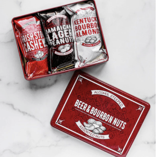 Beer & Bourbon Liquor Nuts Gift Tin for
