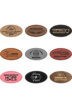 3 1/4" x 1 3/4" Leatherette Oval Badge Blank with Magnet