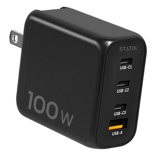 100W GaN Power Adapter | 4 Ports Wall Charger | Universal & Compact for