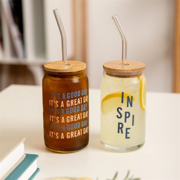 CAN GLASS WITH LID AND STRAW for
