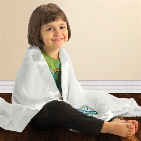 Satin Trim Tahoe Microfleece Baby Blanket for