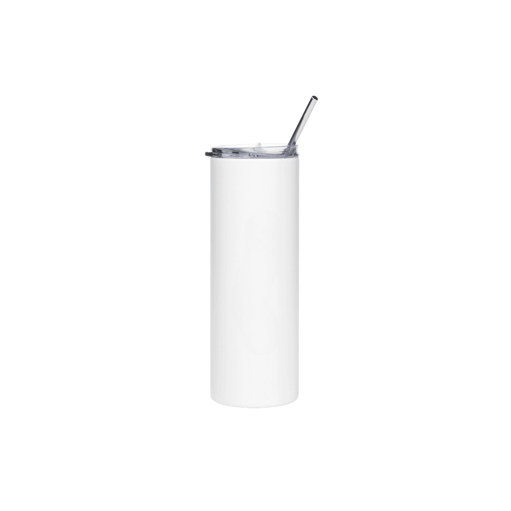 White Stainless Steel Tumbler with Steel Straw for