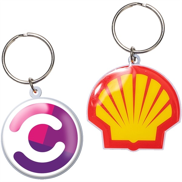 Custom Die Cast Keychain w/Offset Print & Epoxy Dome for