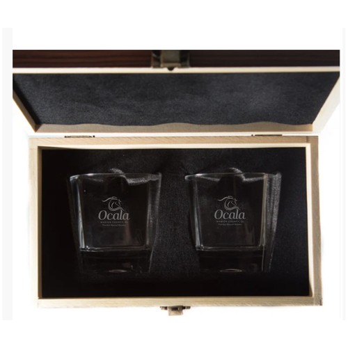 Aviara Whiskey Glasses | 2 Glasses + Wood Box for