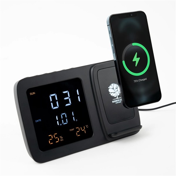 Obelisk, Wireless Charging Phone Stand with Digital Alarm for