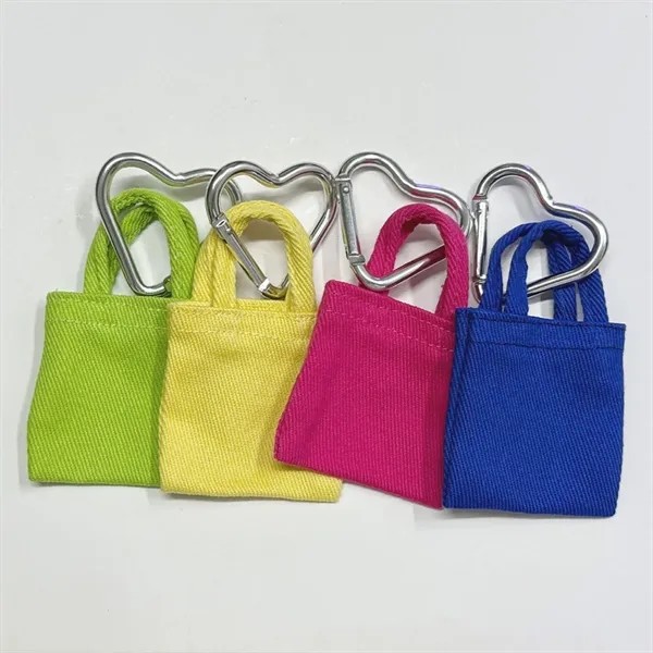 Mini Canvas Bag Charm Pouch Keychain Cute Accessory for