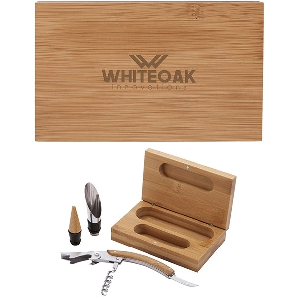 Bel Vino 2-Piece Bamboo Wine Set for