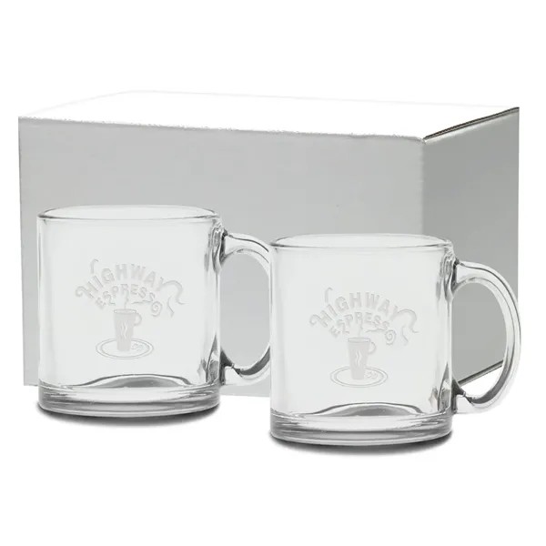 13 oz. Etched Clear Glass Coffee Mug Gift Set for