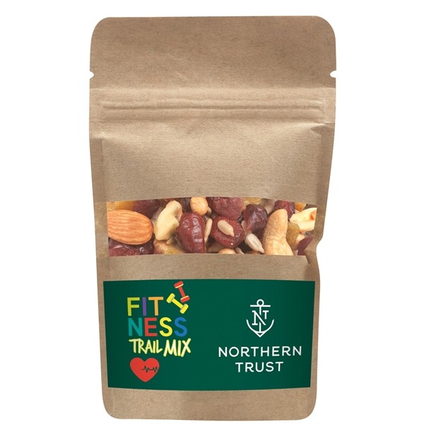 Resealable Kraft Window Pouch With Fitness Trail Mix for