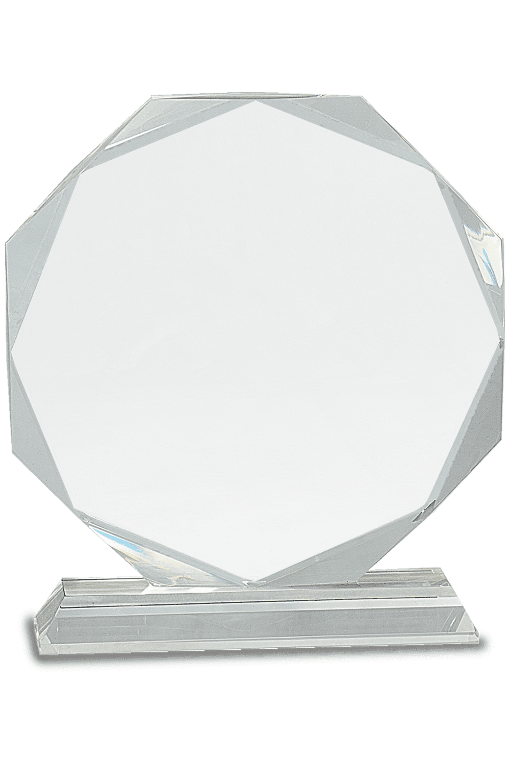 8" Clear Crystal Octagon on Clear Pedestal for