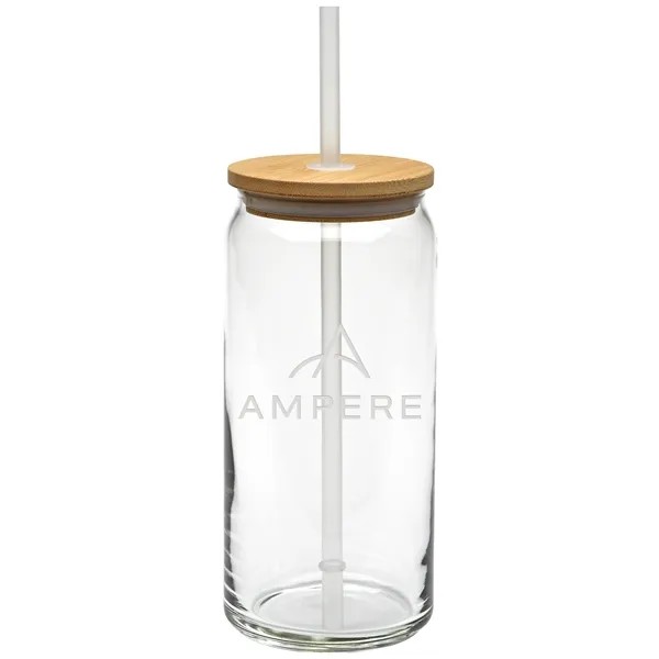 20 oz. Etched Tall Boy Glass with Bamboo Lid for