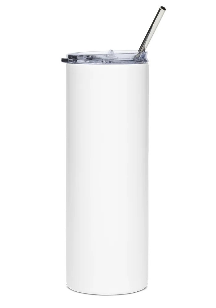 White Stainless Steel Tumbler with Steel Straw for
