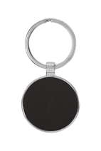 1 1/2" Leatherette/Metal Round Keychain
