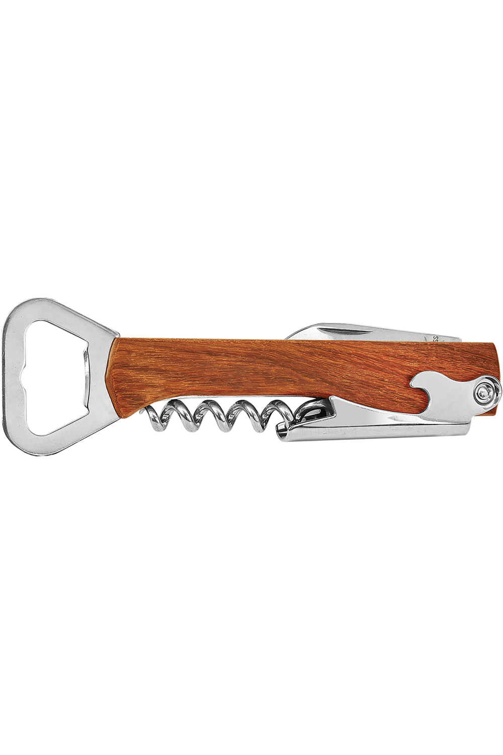 5 1/4" Wooden Bottle Opener & Wine Corkscrew for