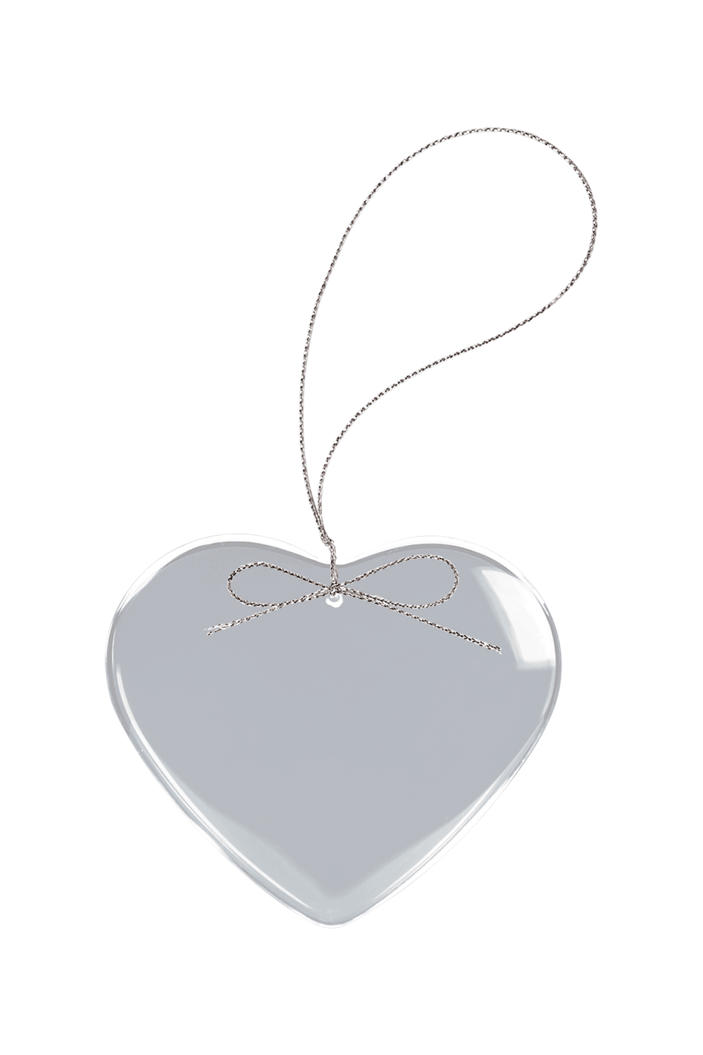 3" Clear Heart Glass Ornament with Silver String for