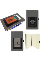 5 1/4" x 8 1/4" Gray Journal with Leatherette Cell/Card Slot