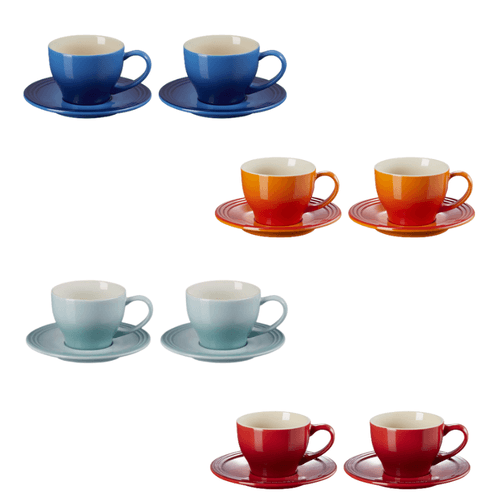 Le Creuset Stoneware Set of 2 Cups and Saucers  for