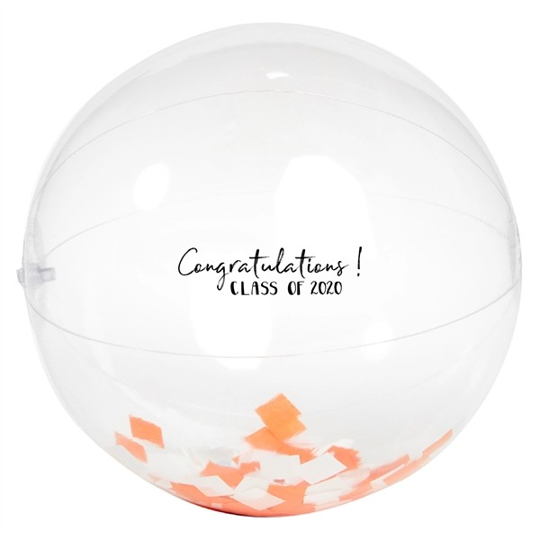 16" Orange And White Confetti Beach Ball for