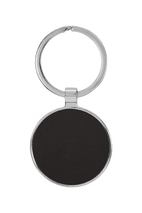 1 1/2" Leatherette/Metal Round Keychain