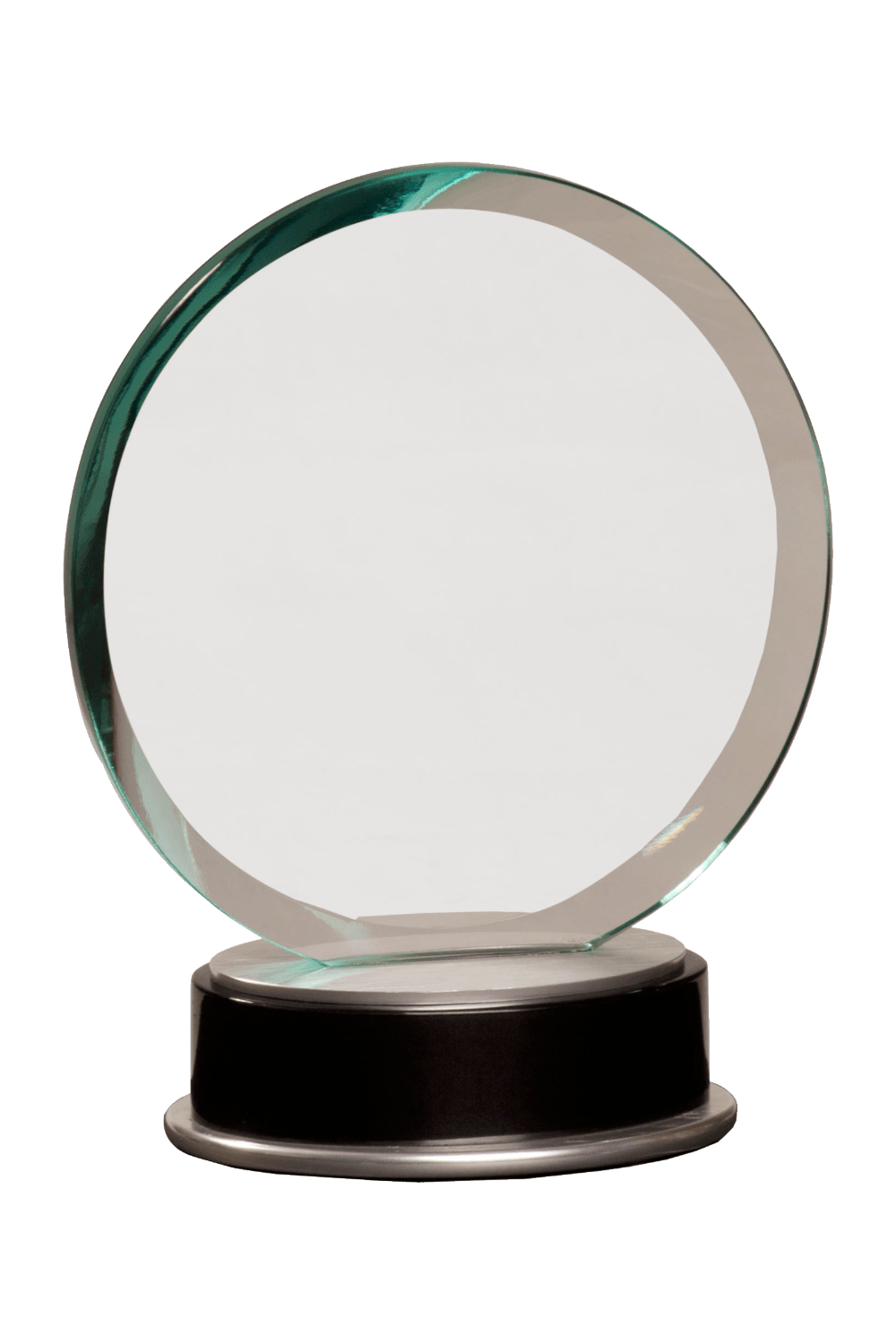 7 1/4" Jade Round Metro Glass with Silver and Black Piano Finish Base for