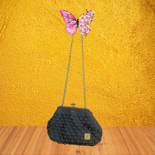 Chic Grey Handmade Crochet Clutch for