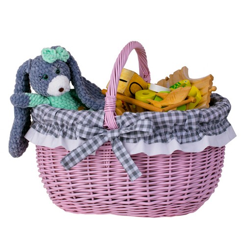 Decorative Pink Painted Shopping Basket for