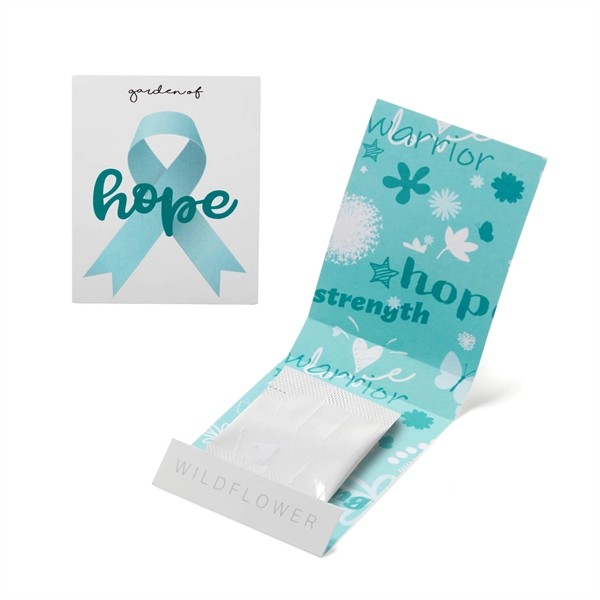 Teal Ribbon Garden of Hope Seed Matchbook for