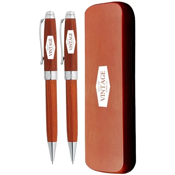 Terrific Timber-3 Pen and Pencil Set in Wooden Box for
